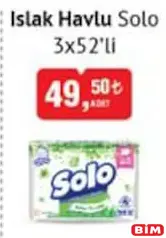 SOLO ISLAK HAVLU 3X52'Lİ fiyat ve kampanya bilgisi